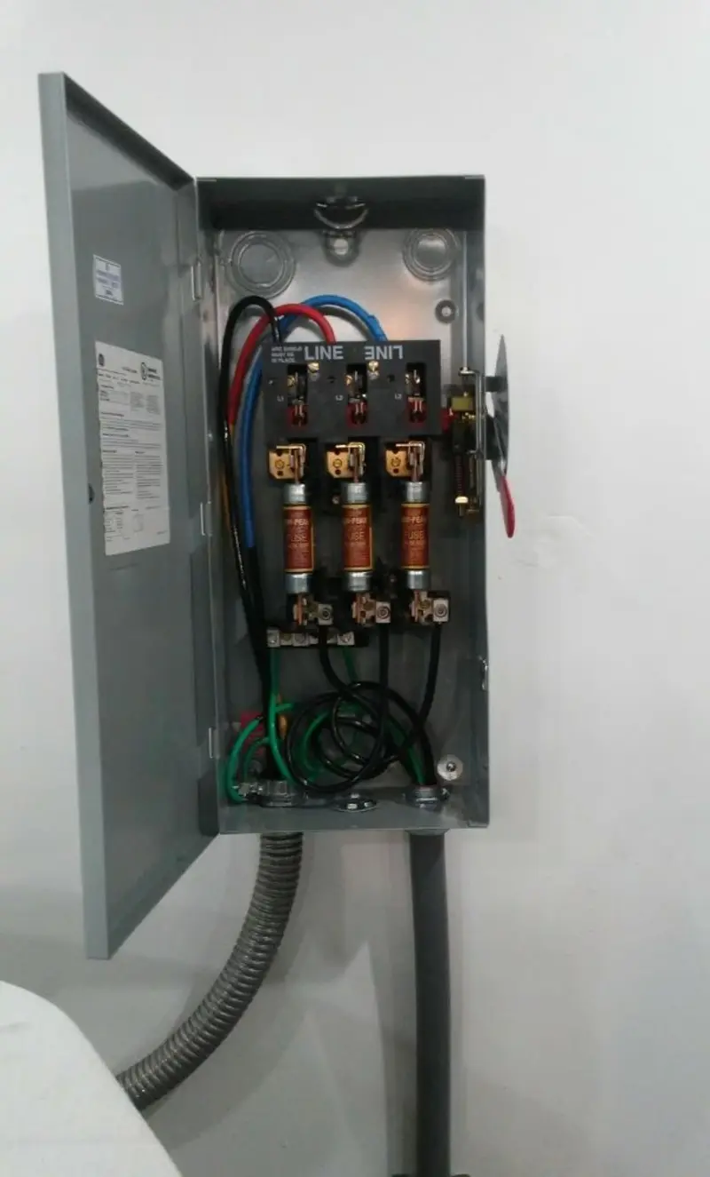 Three-phase disconnect switch installed for Smoke Detector Installation in Pinehurst
